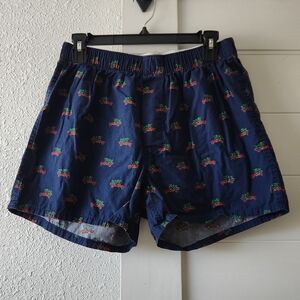 Navy Blue Patterned Men's Shorts